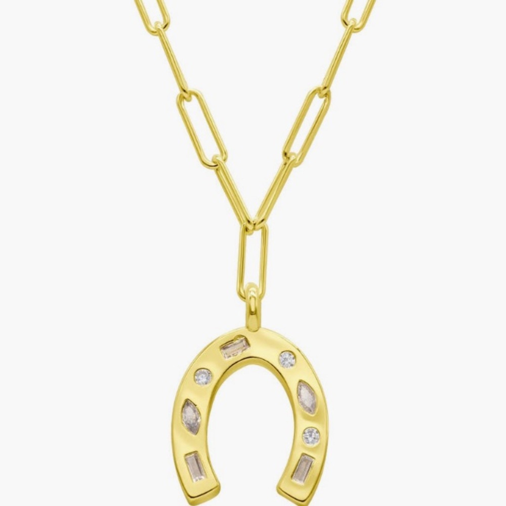 + ADORNIA + Horseshoe Pendant Paper Clip  Chain Necklace - Picture 2 of 6